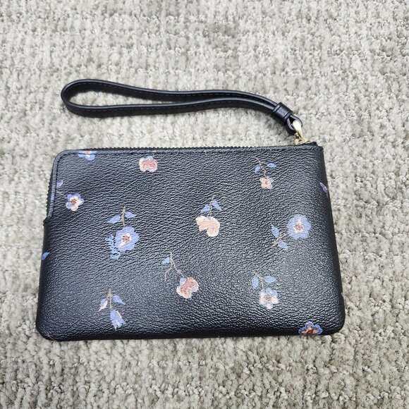 Coach Wristlet Wallet Black Floral Women's Size Small - Picture 7 of 11